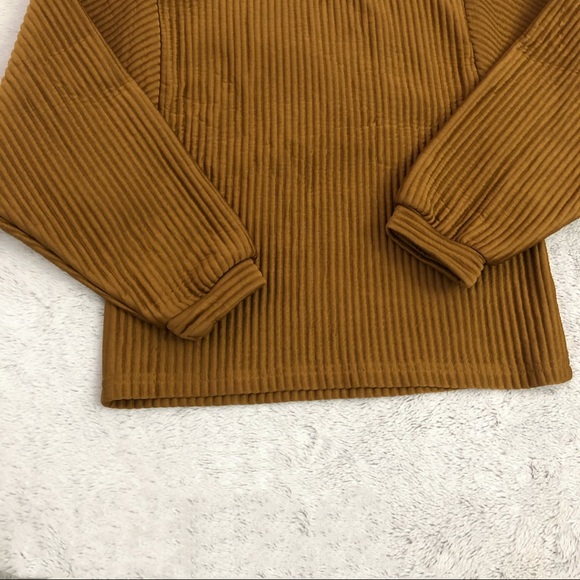 Camel Lantern Sleeve Ribbed Sweatshirt - Picture 2 of 8